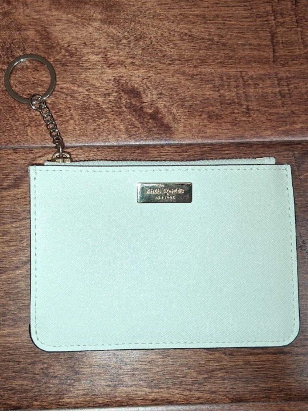 Kate Spade Cream Leather Card and Coin Holder Keychain - Picture 2 of 3